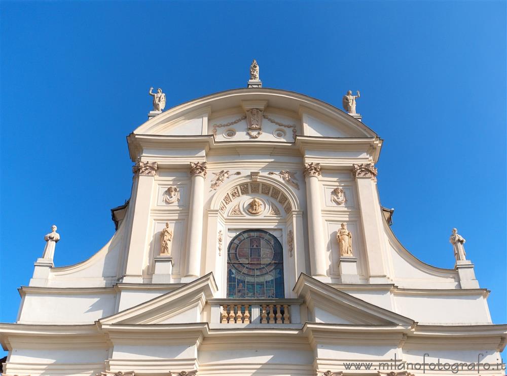 Cilavegna (Pavia, Italy) - Upper part of the facade of the Church of the Saints Peter and Paulus